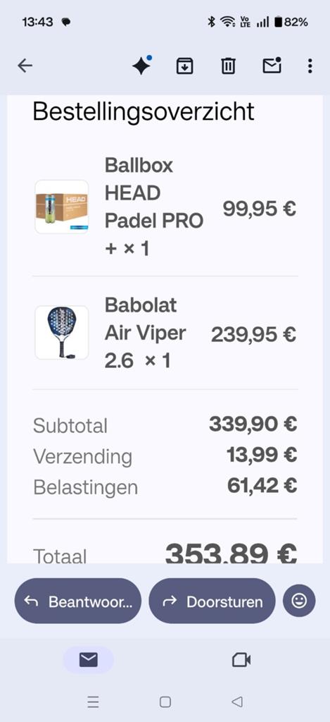 Padelracket Babolat Air Viper 2.6, Ophalen, Padelracket