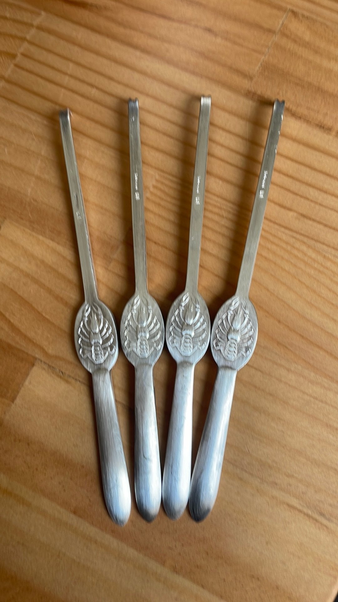 Lot de 4 curettes de homard wiskeman, Enlèvement ou Envoi, Utilisé, Argenté, Métal