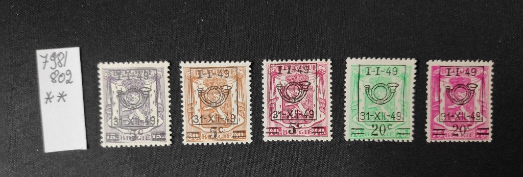 België OBP 798/802 - 1949 – voorafgestempeld – postfris, Koninklijk huis, Orginele gom, Ophalen of Verzenden, Zonder stempel