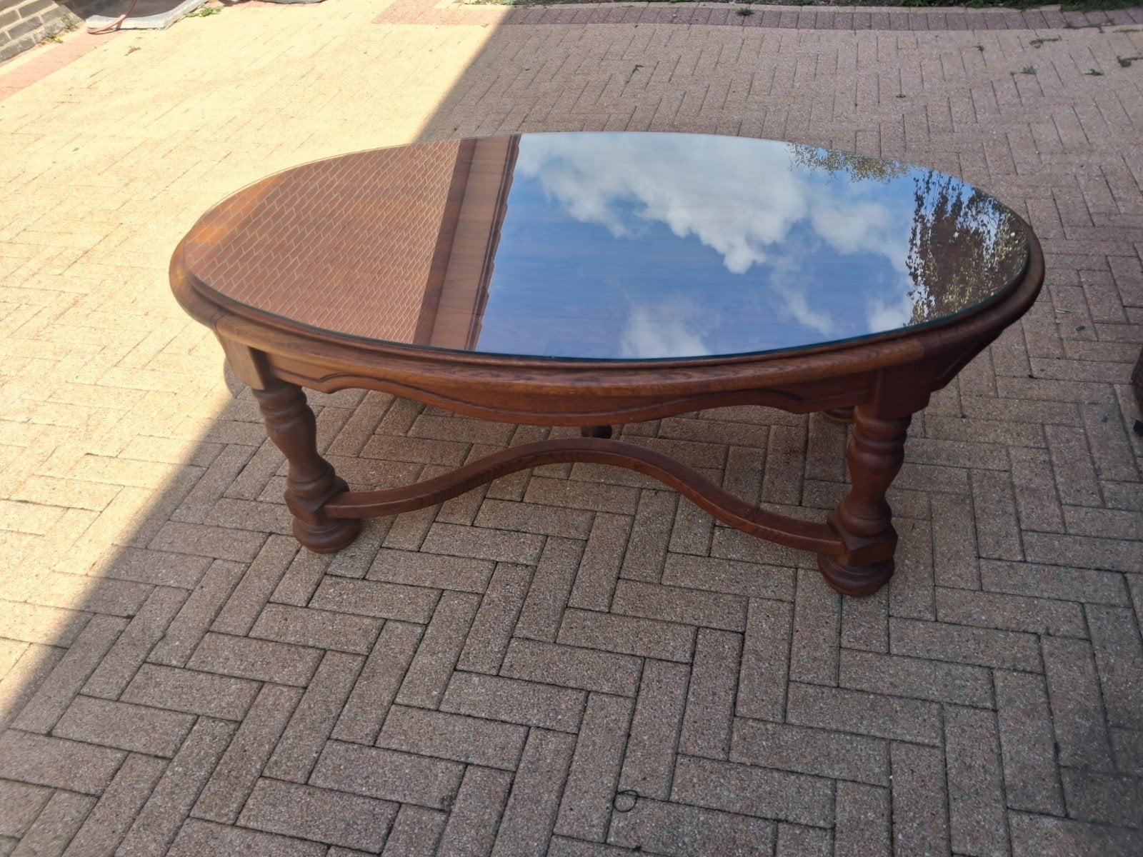 salontafel met glas, Antiek en Kunst, Ophalen of Verzenden