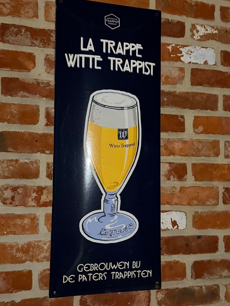 Emaille la trappe, Verzamelen, Merken en Reclamevoorwerpen, Gebruikt, Reclamebord, Ophalen