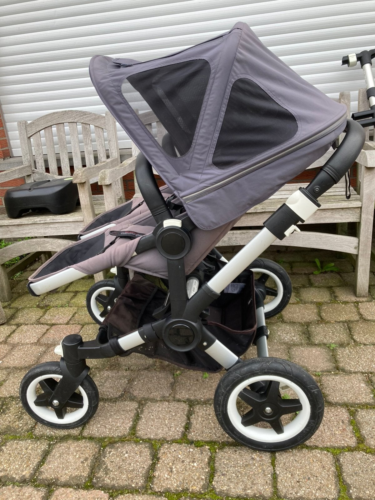 Bugaboo Donkey Twin + voetenzakken + dekens, Enfants & Bébés, Enlèvement, Utilisé, Bugaboo, Voiture duo