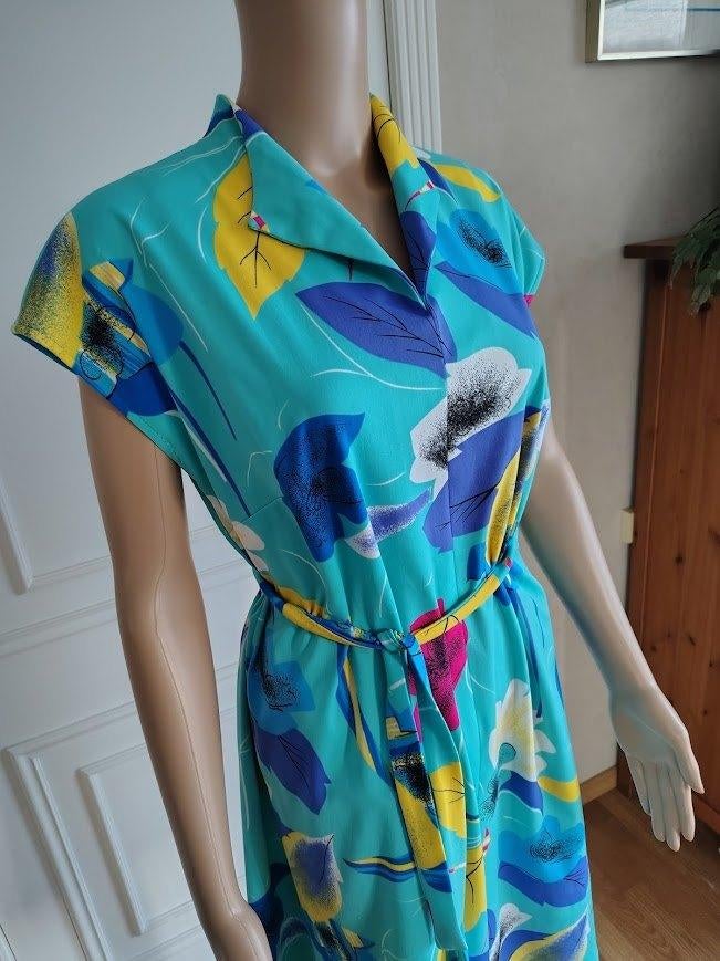 vintage kleurrijke jurk, Kleding | Dames, Jurken, Vintage Dressing, Verzenden, Zo goed als nieuw, Blauw