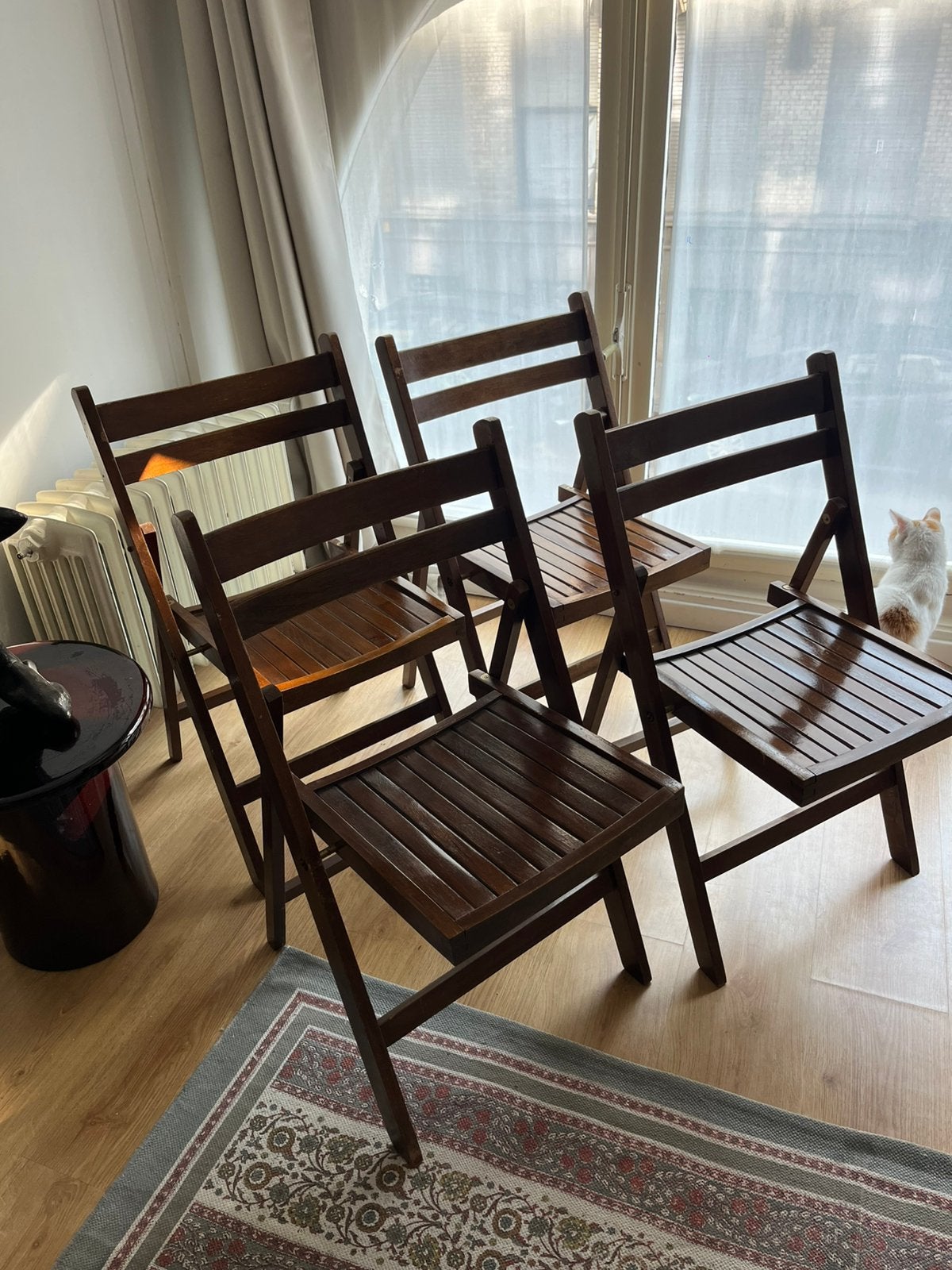 Set de 4 chaises pliantes vintage en bois Torck, Brun, Enlèvement, Utilisé, Bois