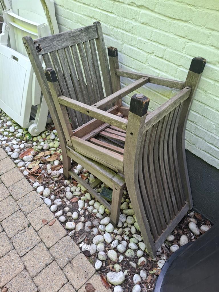 Sloop hout, oude tuinstoelen, Tuin en Terras, Ophalen of Verzenden