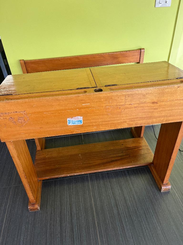 Oude schoolbank, Vintage, Enlèvement, Utilisé, Bois