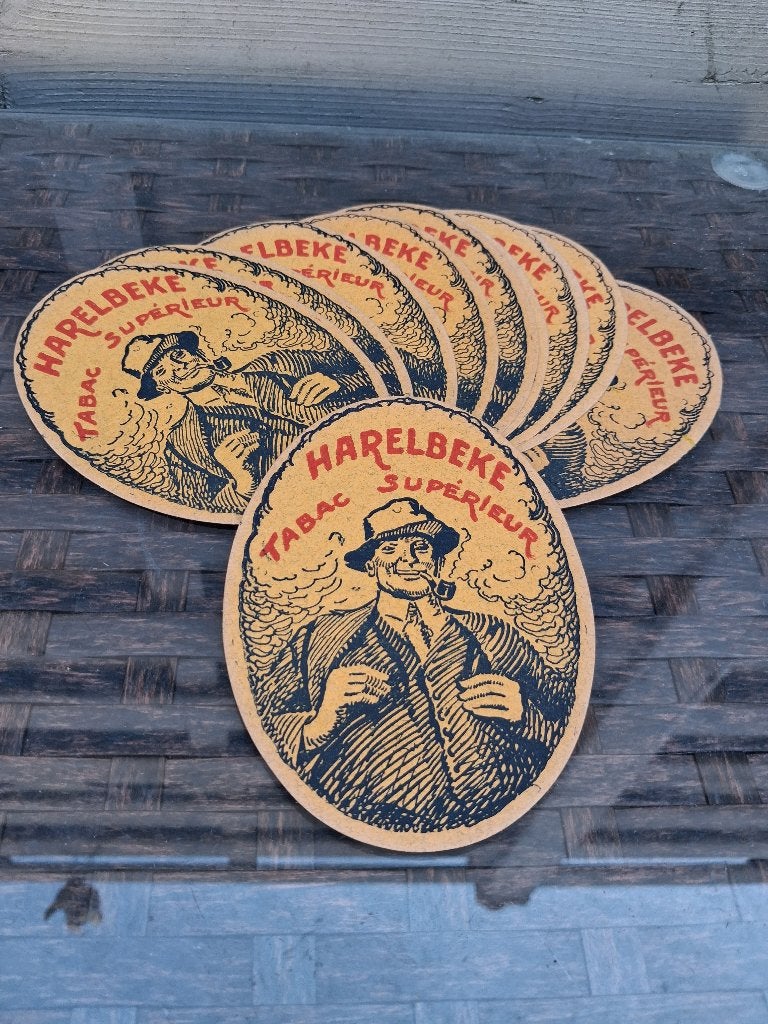 10 stuks  TABAK  HARELBEKE....jaren 40, Verzamelen, Ophalen of Verzenden, Zo goed als nieuw, Reclamebord