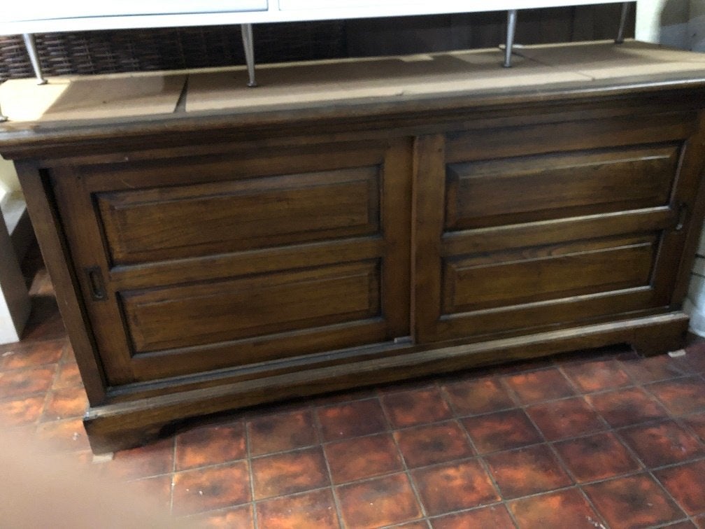 NIEUW TEAKHOUTEN DRESSOIR - TV MEUBEL SCHUIFDEUREN Flamant, Ophalen, Hout, Nieuw, Landelijk