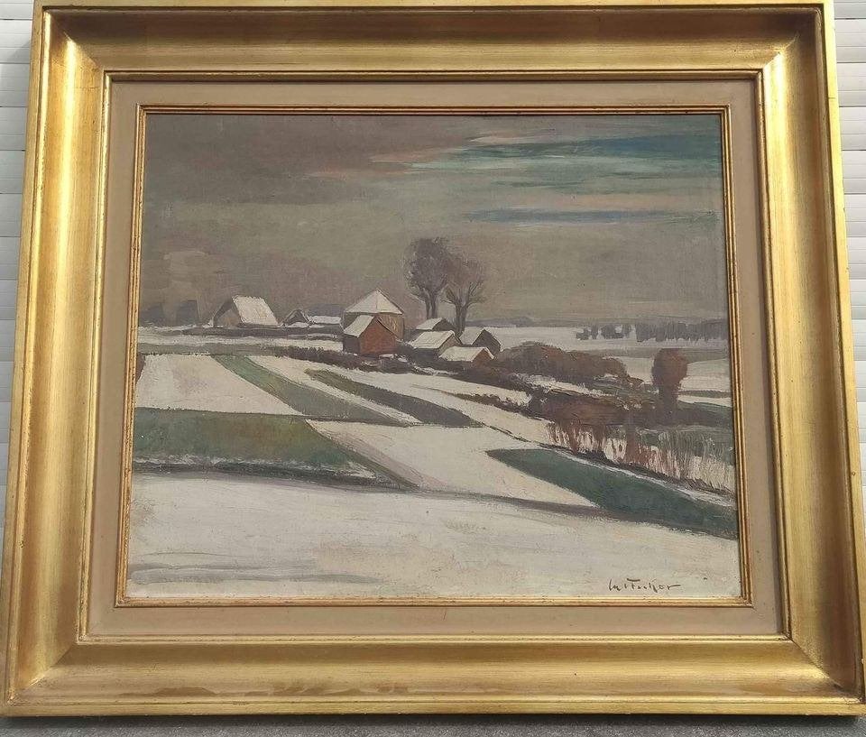 Huile sur toile paysage enneigé signe Luc lafnet, Antiek en Kunst, Kunst | Schilderijen | Klassiek, Ophalen of Verzenden, Tekening