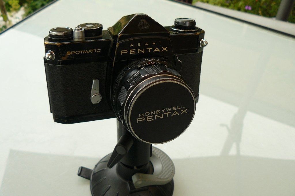 Zwarte Pentax Spotmatic SP1000 – Super-Takumar 55mm f/1.8, Ophalen of Verzenden, Gebruikt, Spiegelreflex, Pentax