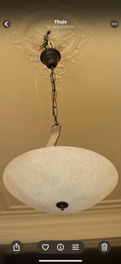 Hanglamp in verzuurd glas, Ophalen, Gebruikt, Glas