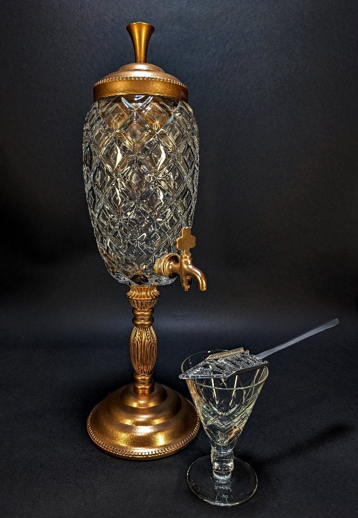 Grande Fontaine à Absinthe Vintage en Verre Taillé, Enlèvement ou Envoi