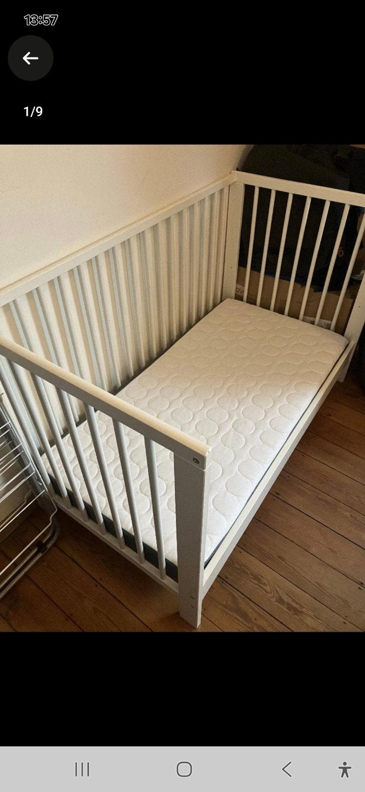 Ikea Gulliver babybedje + Himlavalv-matras, Enlèvement, Matelas