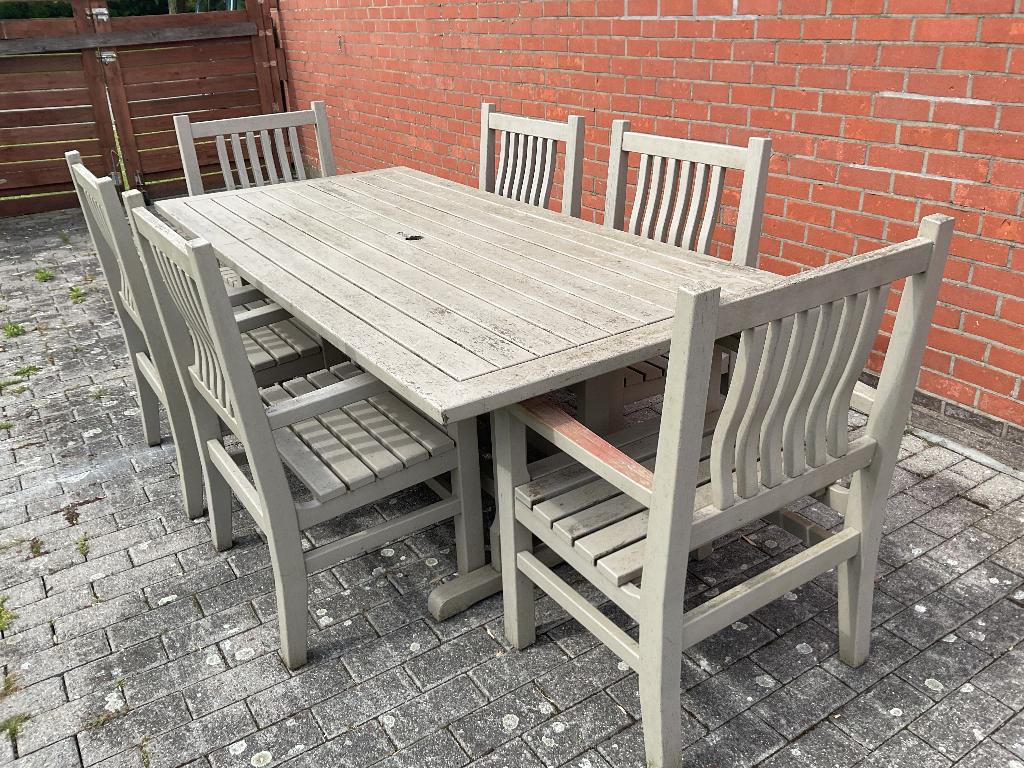 Tuinset massief teakhout hoge kwaliteit, Ophalen, Zo goed als nieuw, Teakhout, Tuinset