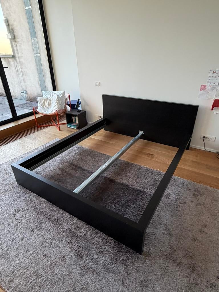 Lit IKEA malm 160, Ophalen, Gebruikt, Zwart, Tweepersoons