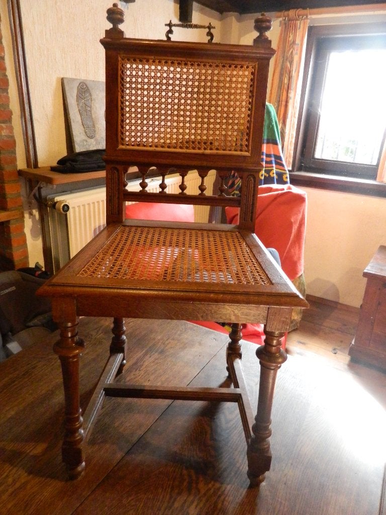 Vier antieke eiken stoelen, Ophalen, Bruin, Hout, Vier