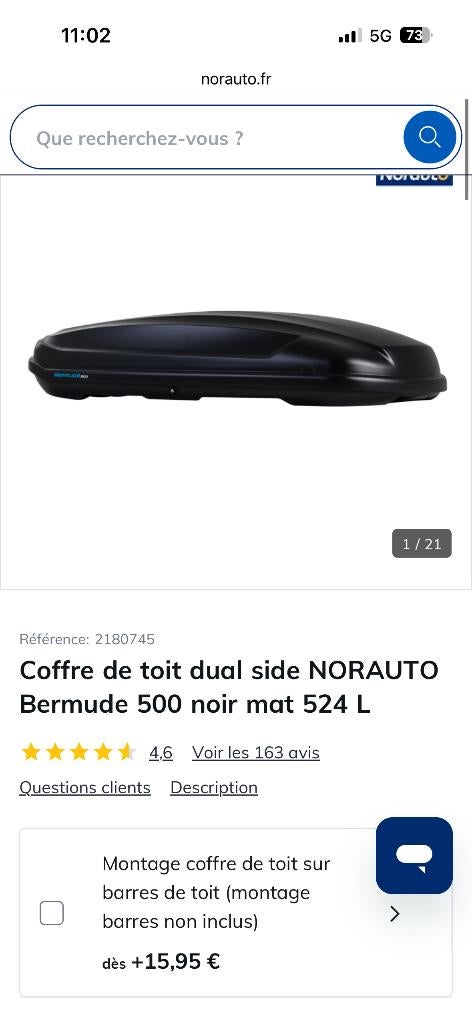Coffre de toit, Enlèvement, Comme neuf
