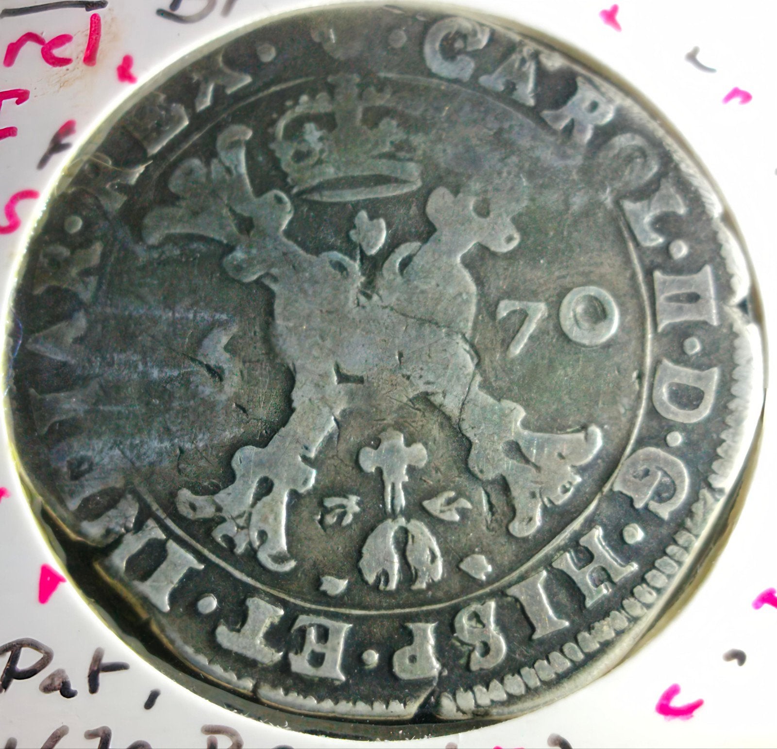1/2 patagon 1670 Karel II Brussel, Postzegels en Munten, Ophalen of Verzenden