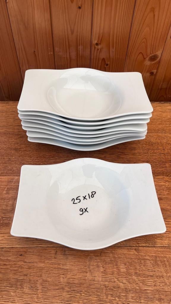 Güral Porselen diepe borden 25x18 – set van 9 stuks, Ophalen, Gebruikt, Porselein, Bord(en)
