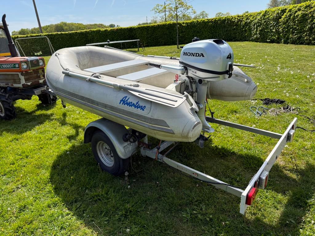 Rib rubberboot , tender advanture 250 met Honda 4pk 4stroke, Watersport en Boten, Rubberboten, Ophalen, Zo goed als nieuw