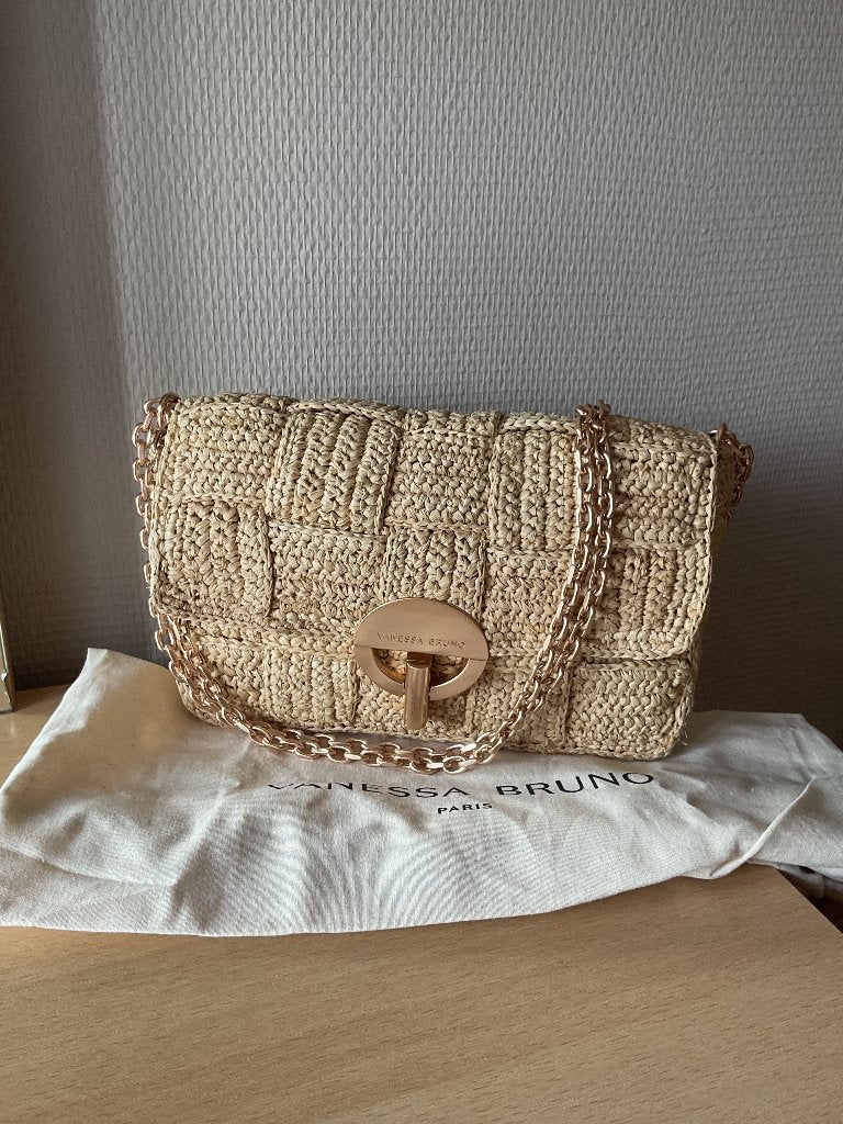 Vanessa Bruno raffia schoudertas, Enlèvement ou Envoi, Comme neuf, Beige, Autres marques