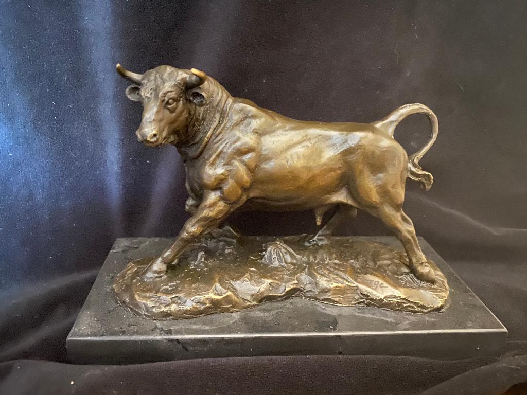 Bronzen stevige stier A.Barge zuiver schitterend brons, Ophalen of Verzenden, Brons, Beeld