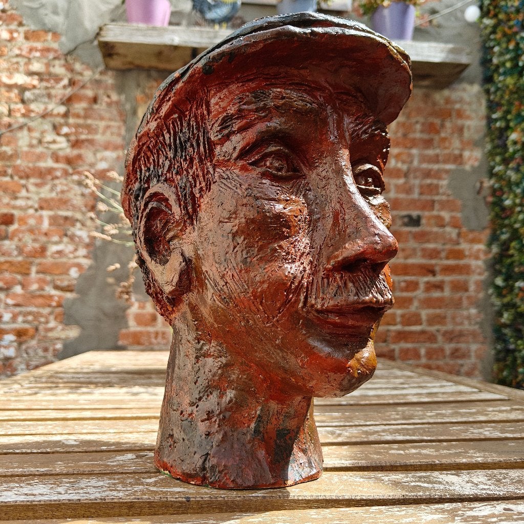 Statue en céramique représentant une tête d'homme 29 cm, Antiquités & Art, Enlèvement