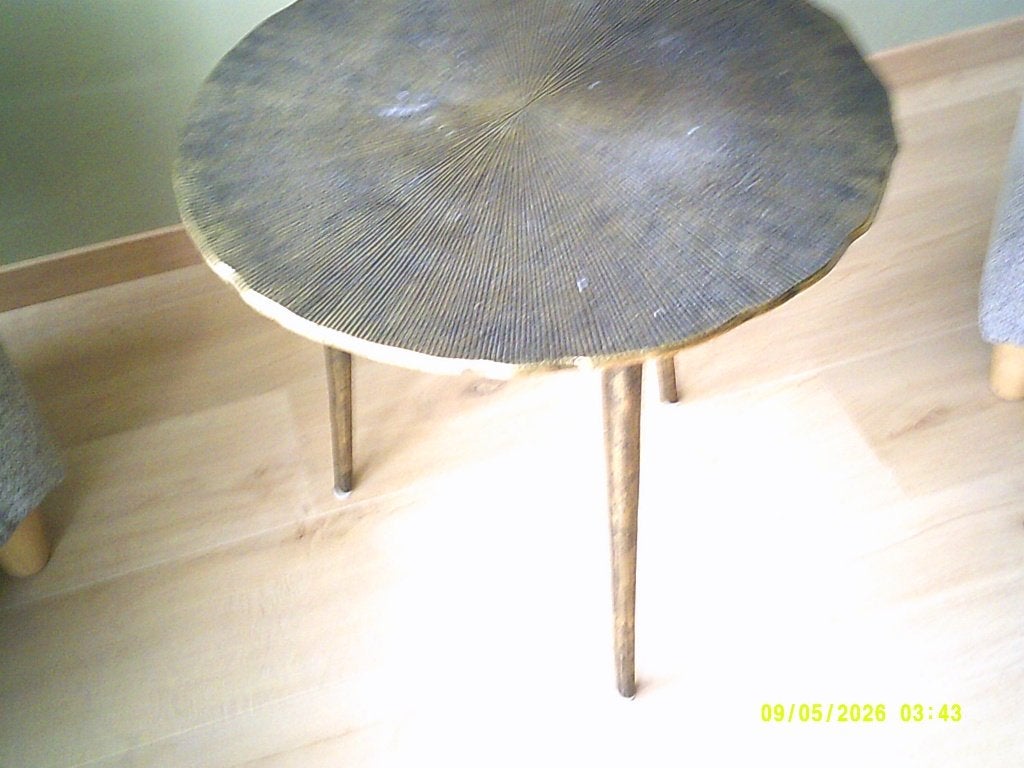 Brons stijl bijzet tafel rond, Huis en Inrichting, Minder dan 55 cm, Bronze stijl, Metaal of Aluminium, Rond