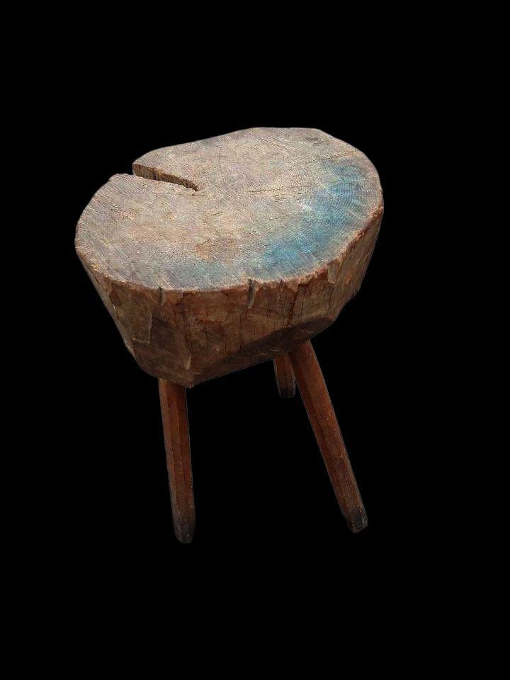 Ancien billot de boucher. Meuble de métier brutaliste 80cm, Enlèvement