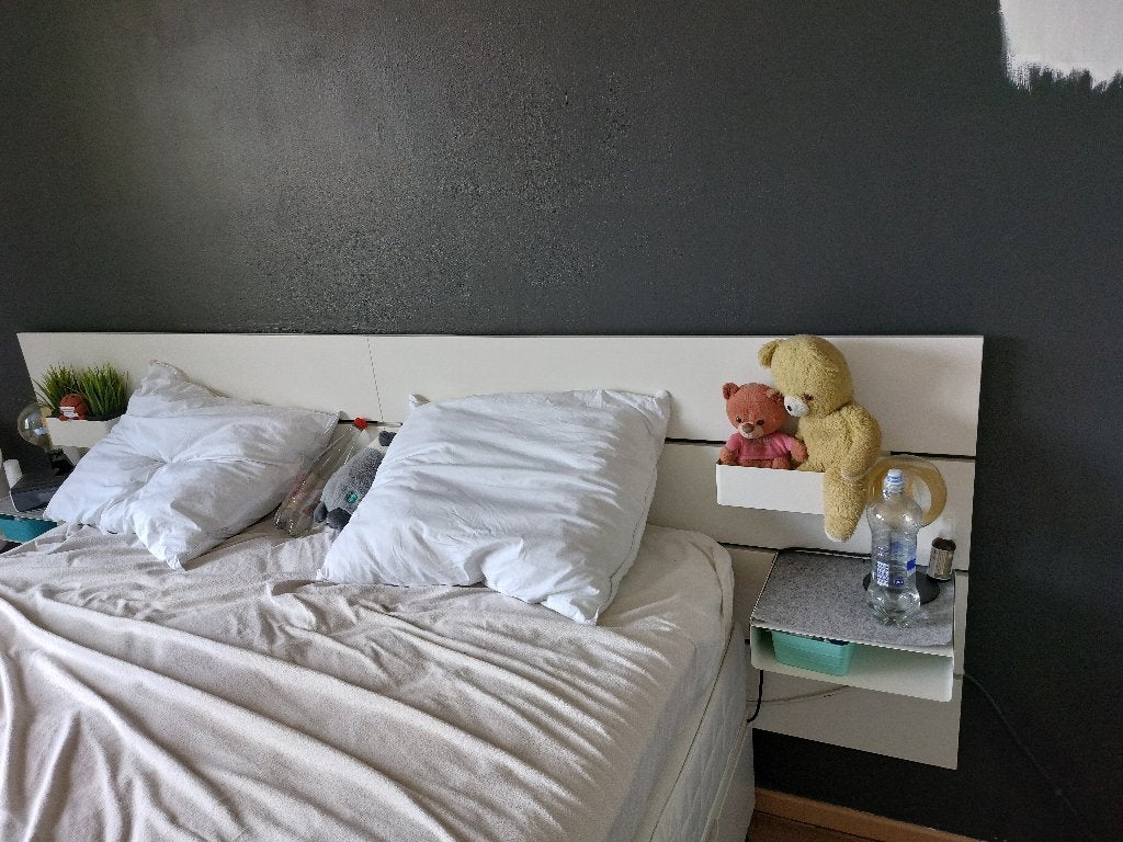 Hoofdeinde voor bed, Huis en Inrichting, Slaapkamer | Bedden, Ophalen, Wit, Tweepersoons, Zo goed als nieuw