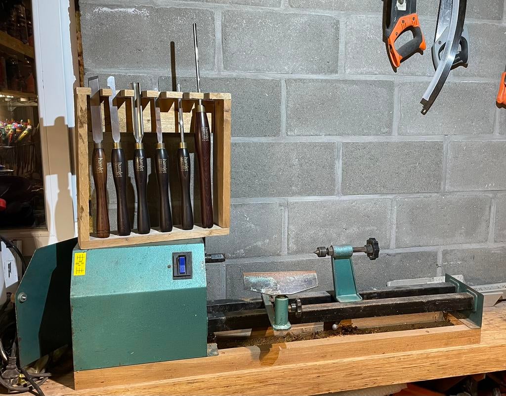 Tour à bois + gouges, Enlèvement, Utilisé, Tour à bois, 500 à 1000 mm