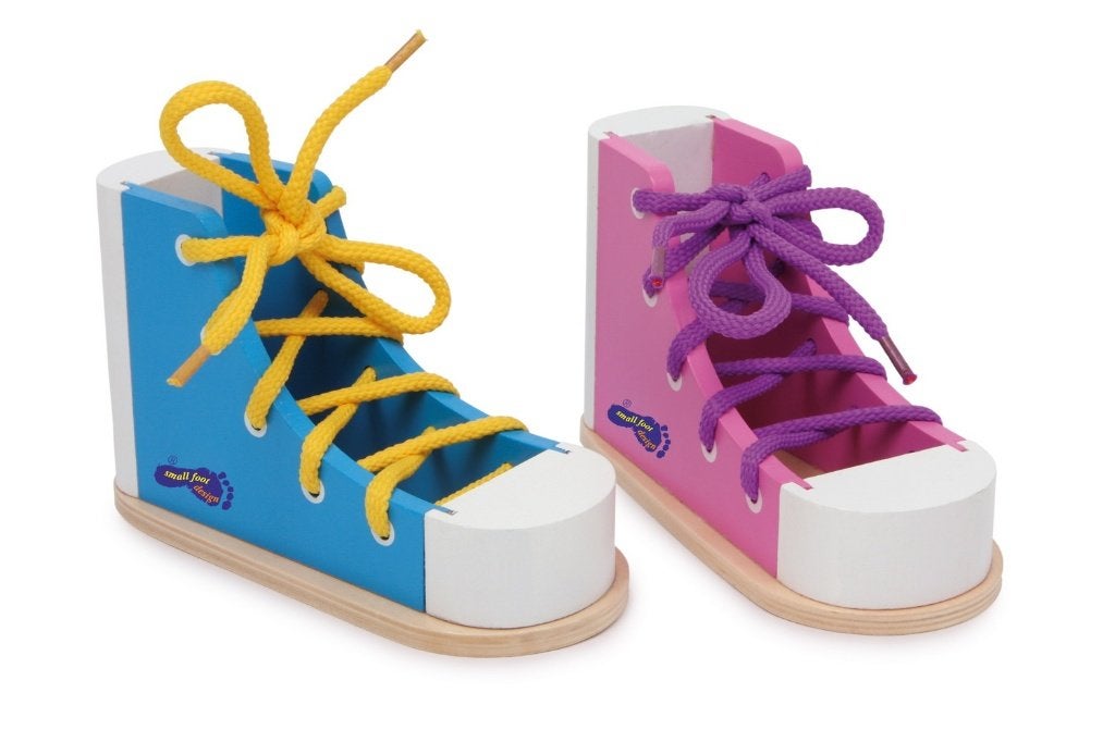 Houten veterschoen strikschoen roze of blauw, Enlèvement ou Envoi