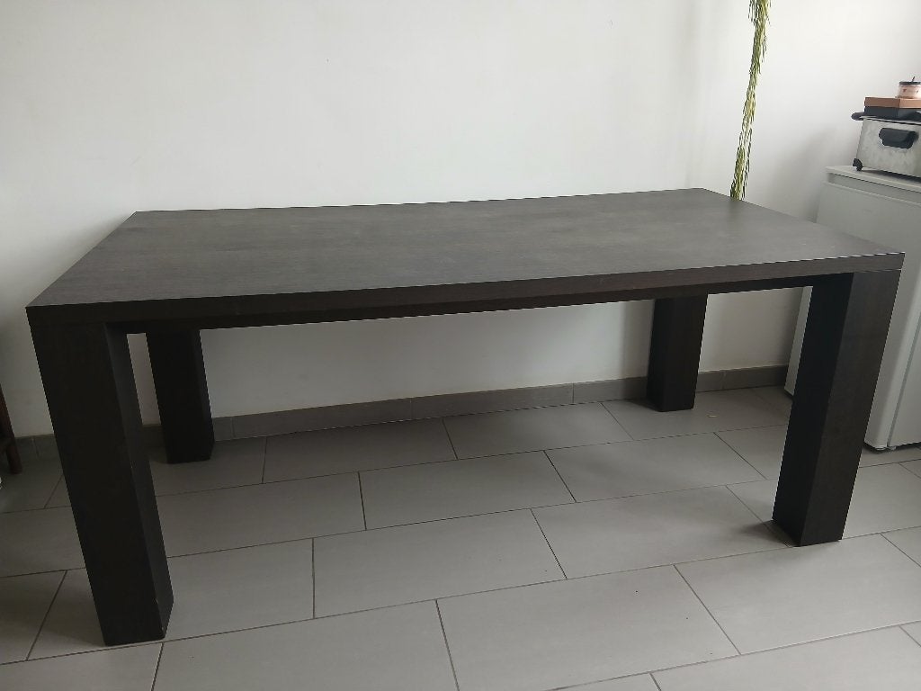 Grande table à manger en bois foncé / wengé, Maison & Meubles, Enlèvement, Utilisé, Rectangulaire
