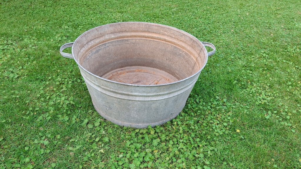 Grote zinken kuip voor bloemen plantenbak kruidenbak 70x32, Tuin en Terras, Ophalen, Gebruikt