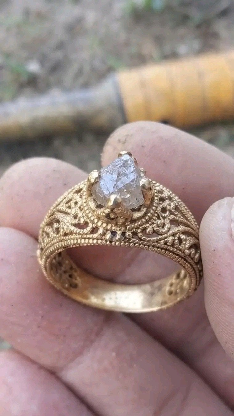 Bague en or 18 carats (750) avec diamant naturel de 2 carats, Envoi, Or, Or