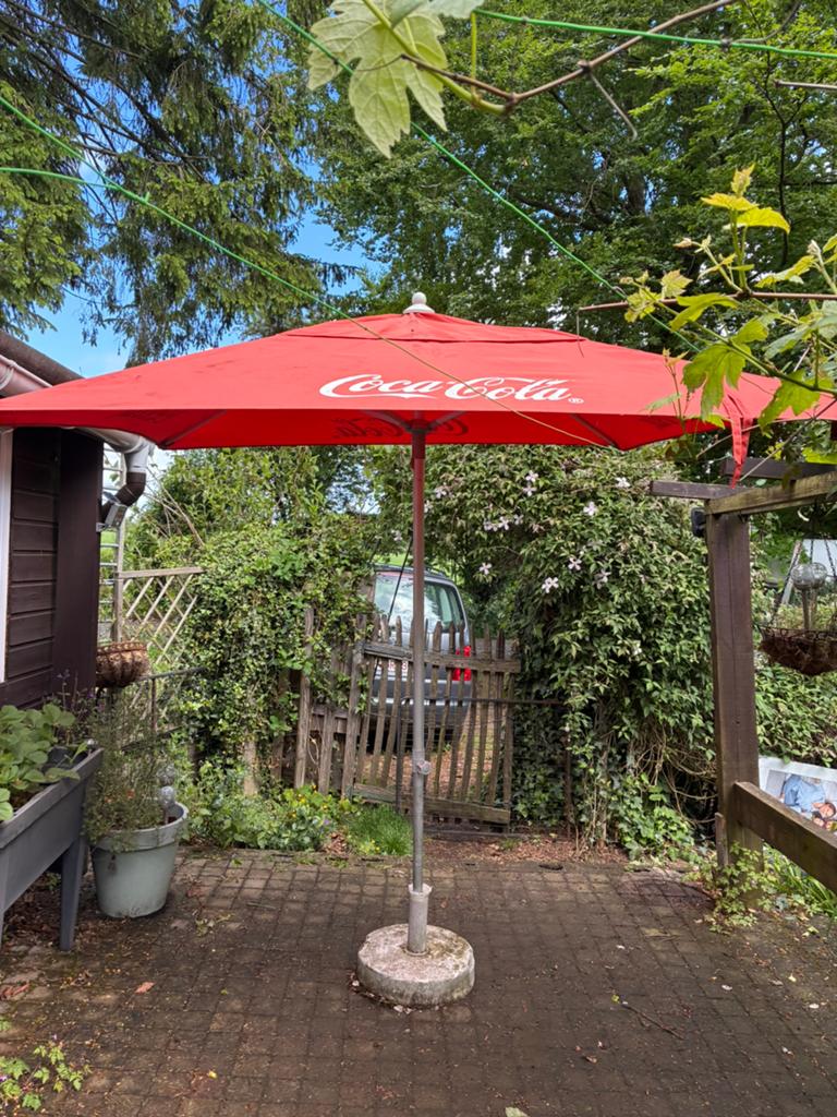 Parasol coca cola, Tuin en Terras, Ophalen, Zo goed als nieuw