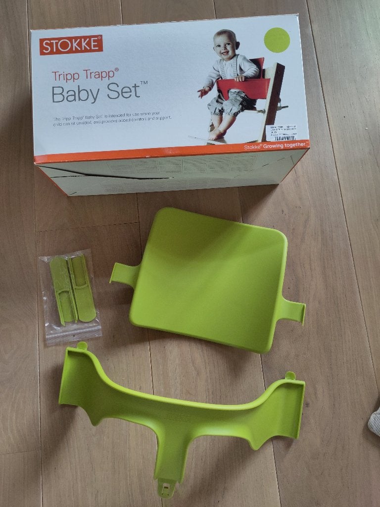 Tripp trapp kinderstoel baby set zitverkleiner groen, Ophalen, Zo goed als nieuw, Meegroeistoel, Aanschuifbaar