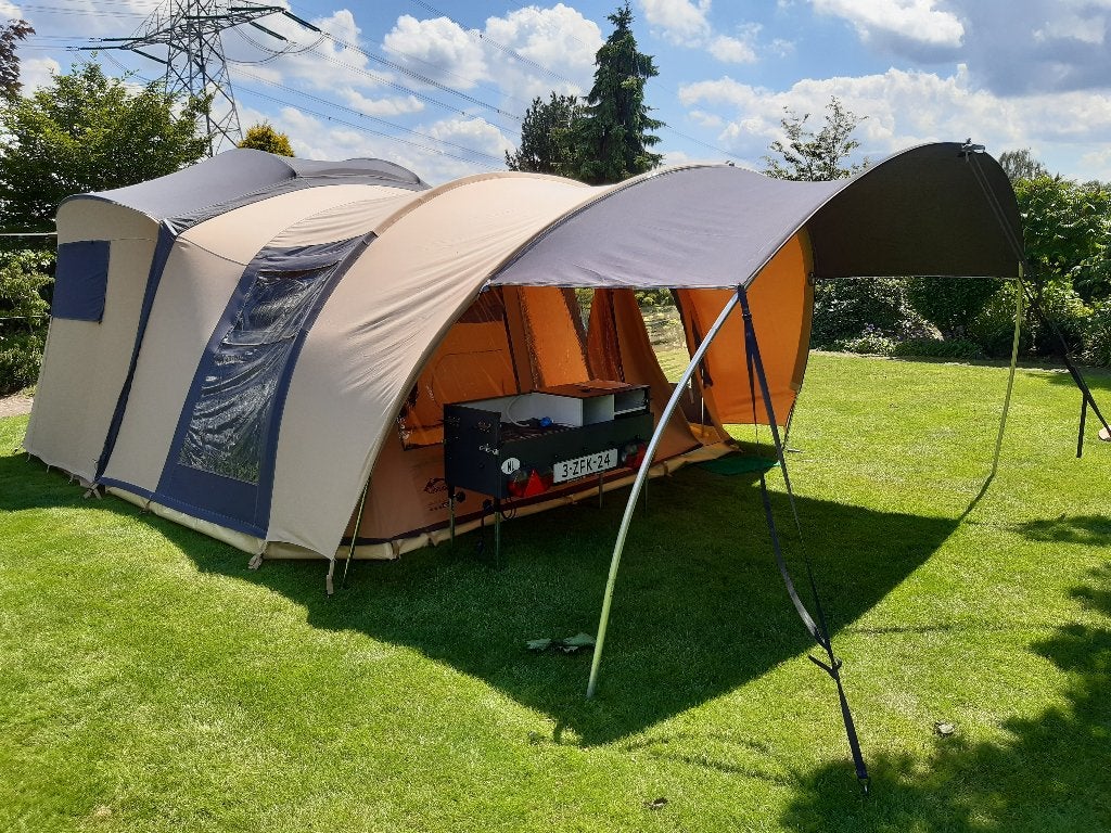 Cabanon Manga met voortent EN luxe luifel, Caravans en Kamperen, Vouwwagens, Ophalen, Beige, Cabanon, Aanwezig