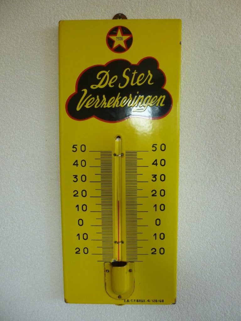 EMAILLE RECLAME THERMOMETER"DE STER VERZEKERINGEN"UIT 1968, Enlèvement ou Envoi, Utilisé, Panneau publicitaire