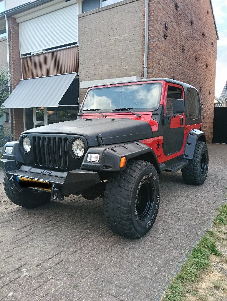 Jeep Wrangler tj 4.0 1997 rood/zwart, Autos, Rouge, Achat, Entreprise, Boîte manuelle
