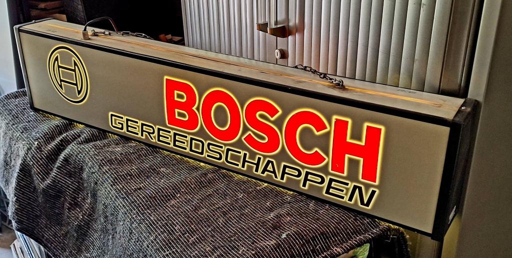 Toffe dubbelzijdige BOSCH gereedschappen lichtbak, reclame., Verzamelen, Ophalen, Gebruikt, Lichtbak of (neon) lamp