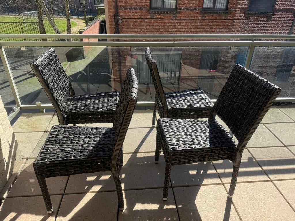 Terrasstoel Mezza - Plat Geweven - Stapelbaar - Zwart, Tuin en Terras, Tuinsets en Loungesets, Ophalen, Nieuw