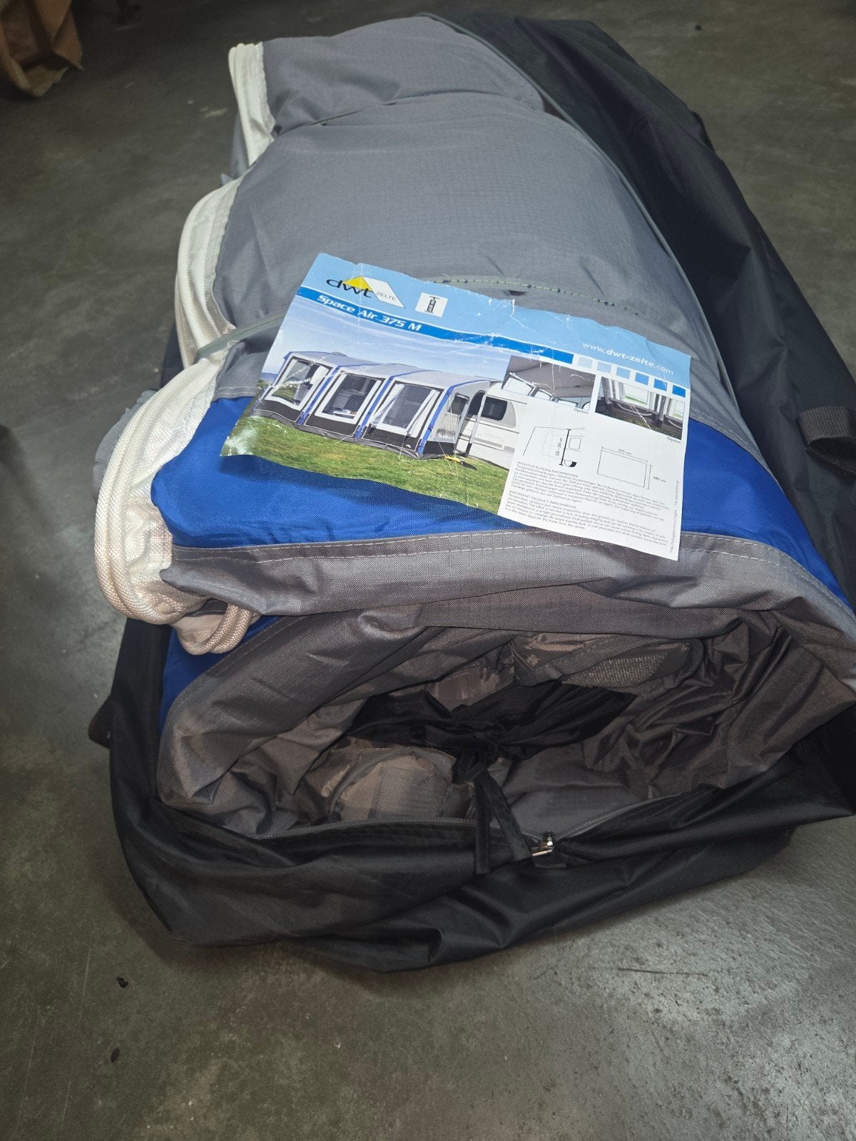auvent gonflable DWT neuf pour caravane L 375  x prof 280, Caravanes & Camping, Enlèvement, Neuf