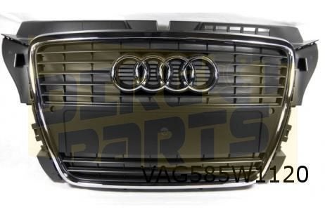 Audi A3 (8/08-8/12) grille bij chrome rand) (bij PDC) (1QP s, -, -, Nieuw, Audi