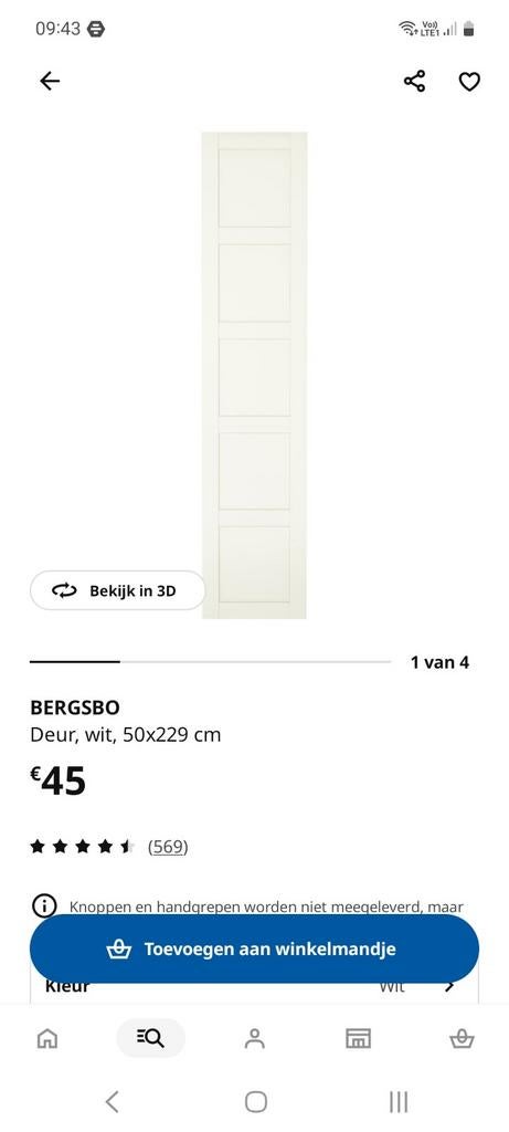 2 deuren ikea bergsbo met scharnieren, Huis en Inrichting, Ophalen