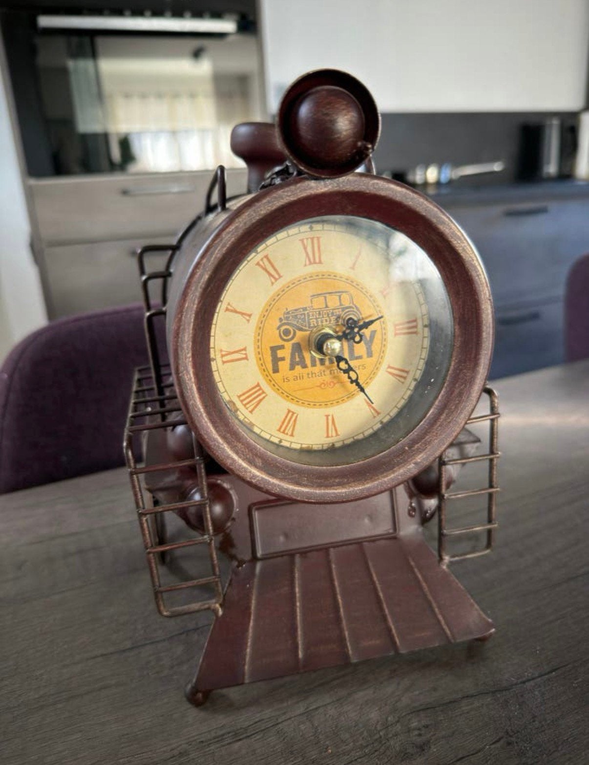 Vintage Metalen klok in de vorm van een Stoomlocomotief, Ophalen of Verzenden
