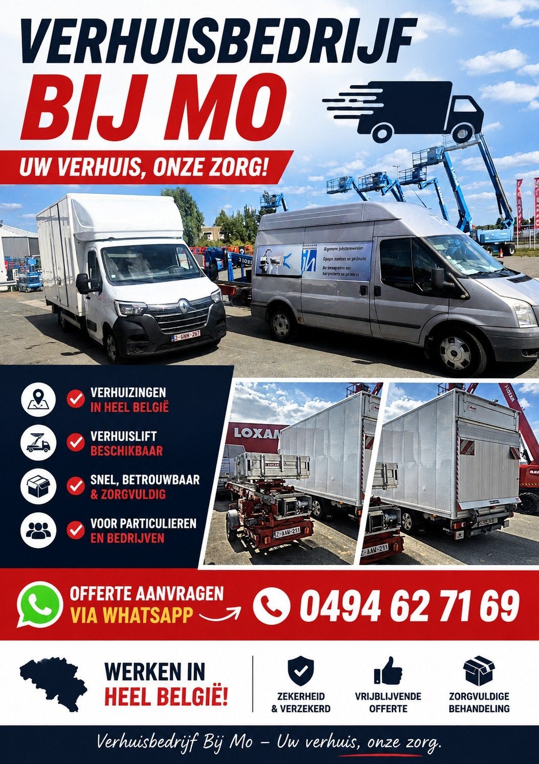 entreprise de déménagement Bij Mo, y compris un ascenseur, Service d'emballage