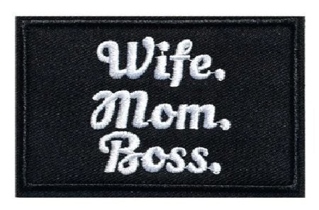Patch biker - Wife Mom Boss - 78 x 50 mm, Ophalen of Verzenden, Nieuw