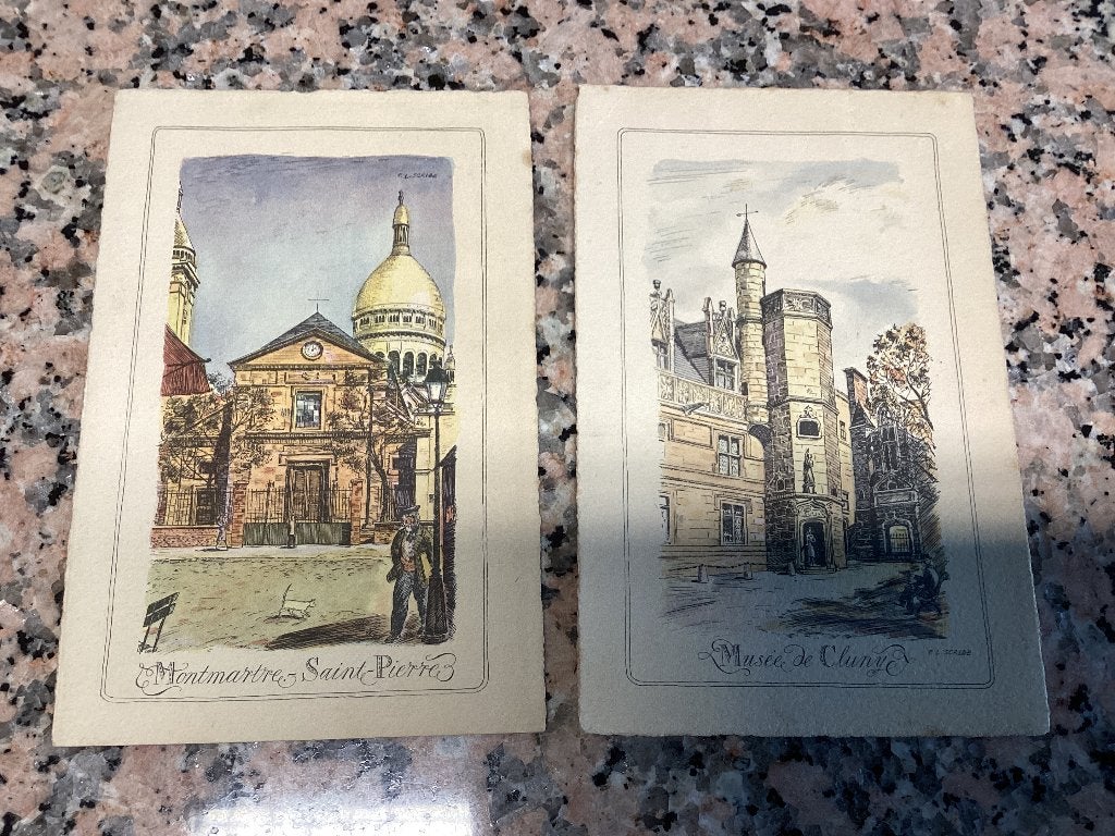 Lot 2 postkaarten collection le vieux PAris, Verzamelen, Ophalen of Verzenden, 1940 tot 1960, Gelopen, Frankrijk