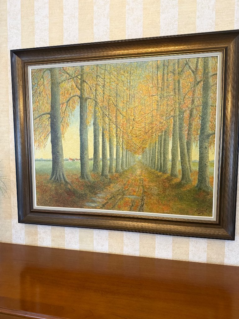Boslandschap schilderij M. Ameel, Antiek en Kunst, Ophalen, Doek, Gesigneerd, Landschap